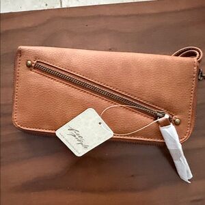 Free People Tan Leather Wristlet
